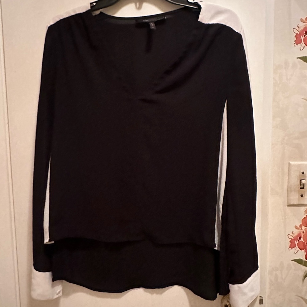 Black and white long sleeve blouse